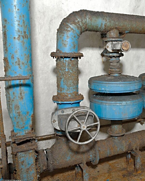 Underground shelter chamber with rusty pipelines Underground shelter chamber with rusty pipelines